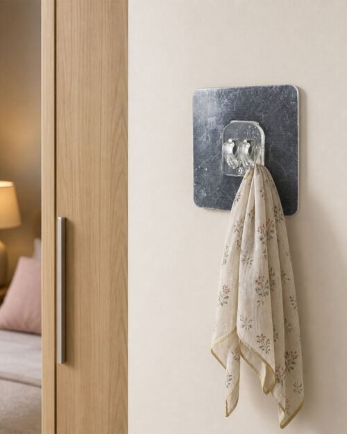 wall-hook-1-02.jpg Self-Adhesive Transparent Wall Hook � Damage-Free, Reusable Holder