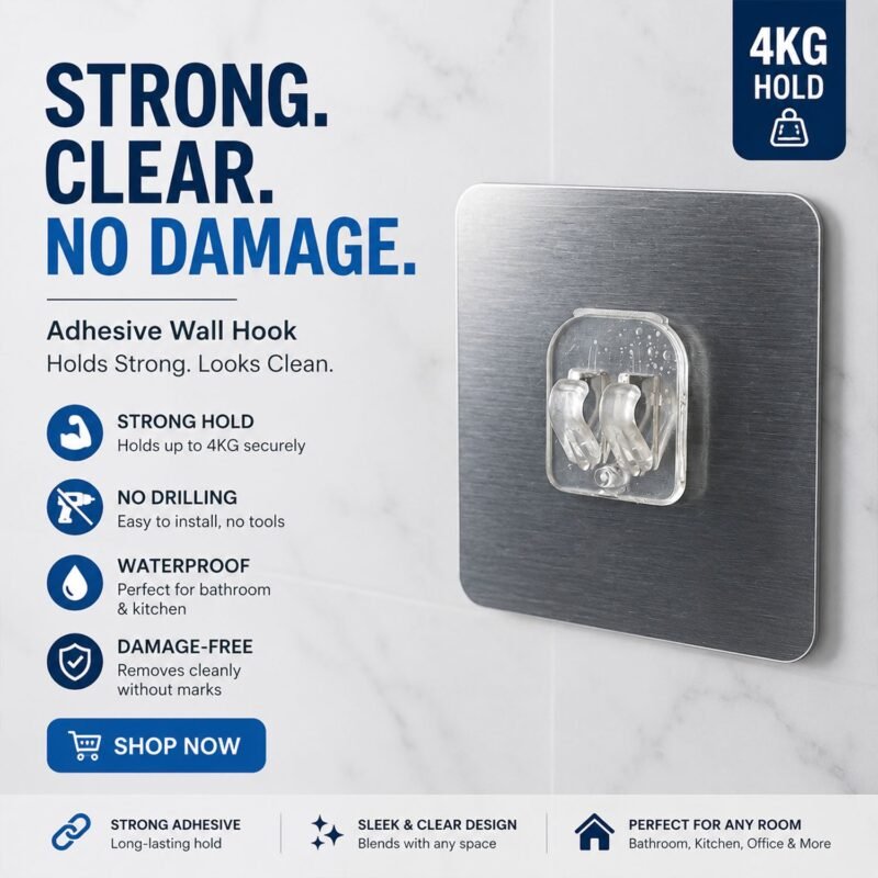 wall-hook-1-04.jpg Self-Adhesive Transparent Wall Hook � Damage-Free, Reusable Holder