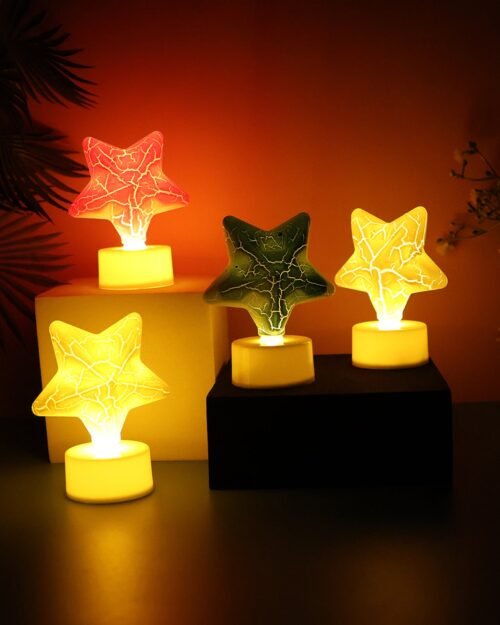 Star LED Tealight Candles (Set of 4) – Flameless Festive Decor