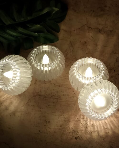 LED Flameless Decorative Candles – Set of 4 Crystal-Style Tealights