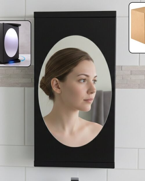Rotating Storage Cabinet with Mirror – Space-Saving Wall Organizer