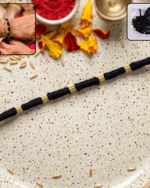 Rakhi � Handmade Black Thread with Gold Beads for Raksha Bandhan