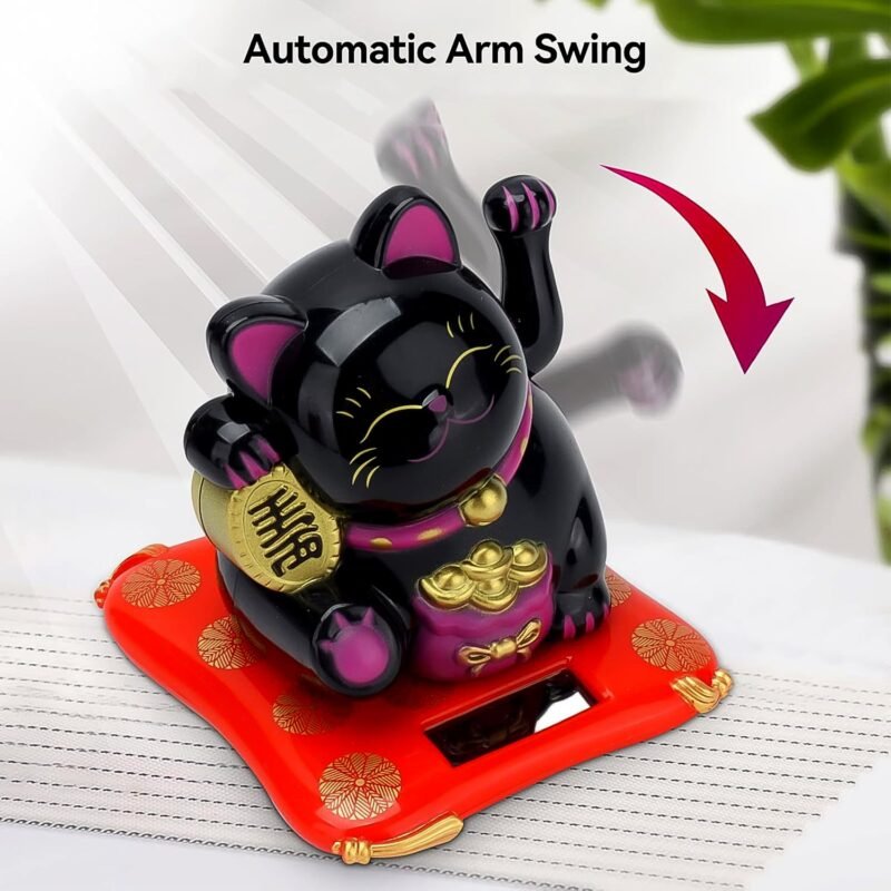 Waving Lucky Cat Statue � Solar Powered Wealth Decor | Styleva