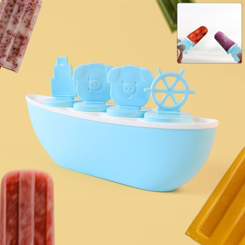 01_6fa50c80-4162-4221-bdca-914ec8b5745c.jpg Boat-Shaped Ice Cream Mould with Piggy Design – 4 Cavity Popsicle Maker
