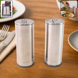 01_8eed3275-c581-4d5e-88fc-80f30b57db4f.jpg Stainless Steel Salt and Pepper Shaker Set – Durable & Stylish 2 Pc