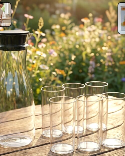 Plastic Water Jug and Glass Set – Durable, Lightweight Drinkware
