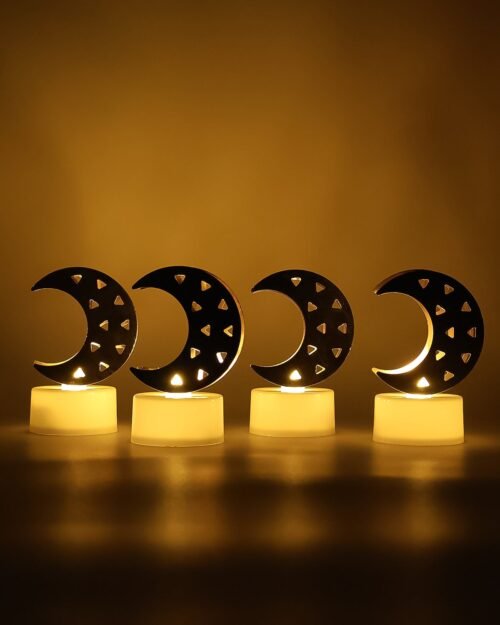 Moon Shaped Flameless LED Candles – Cozy Ambient Glow, Set of 4