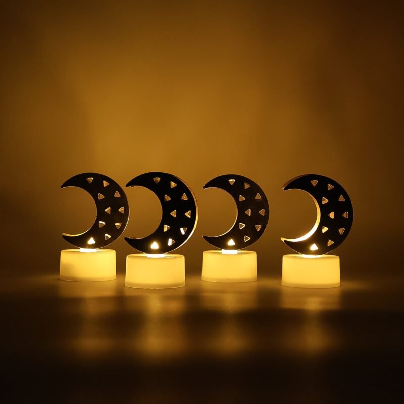 Moon Shaped Flameless LED Candles – Cozy Ambient Glow, Set of 4