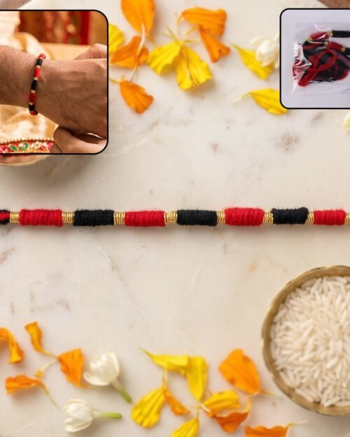 Handmade Rakhi � Traditional Beaded Thread with Golden Accents
