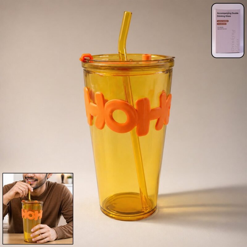 Glass Tumbler with Lid and Straw � Leak-Resistant & Stylish
