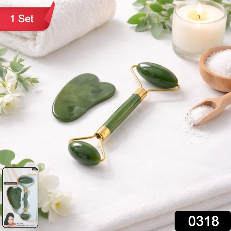Jade Face Roller & Gua Sha Set – Skin Care & Relaxation Tool