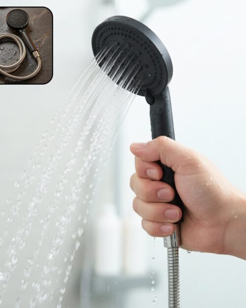 Handheld Shower Head – Flexible Stainless Steel Hose for Easy Use