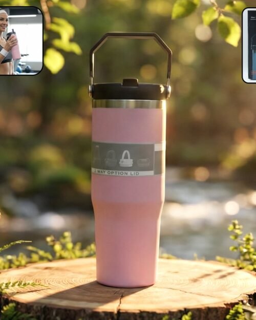 Stainless Steel Travel Tumbler – 900 ML Insulated with Handle