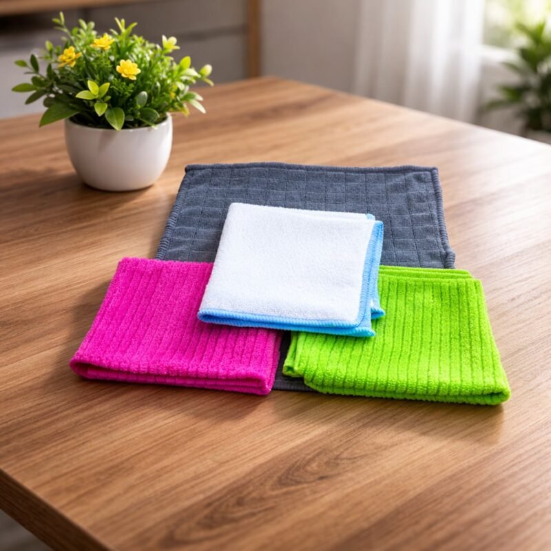 Microfiber Cleaning Cloth - 4 Pieces for Home & Car Use