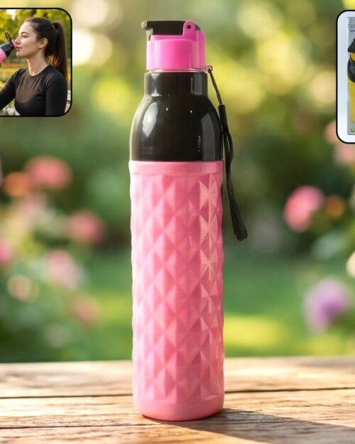 1000ML Leakproof Diamond Pattern Water Bottle – Stylish Grip