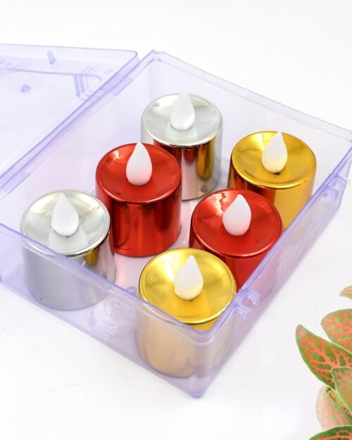 LED Diya Candles – Flameless Tea Light Set (6 Pcs) | Indo Glow