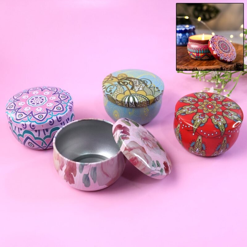01_candle_4b2a877f-c58f-4901-b429-0ec384a7c58b.jpg Mandala Printed Metal Candle Container – Reusable 4 Piece Set