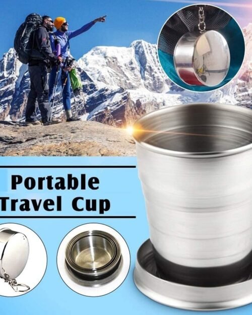Folding Camping Cup – Stainless Steel Portable with Keychain | hydrozilla