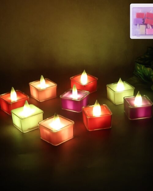 LED Flameless Tealight Candles – Vibrant Multicolor Set (9 Pc)