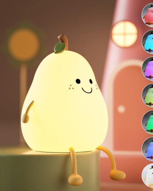 Pear Silicone Night Lamp – Multi-Color LED & Touch Control