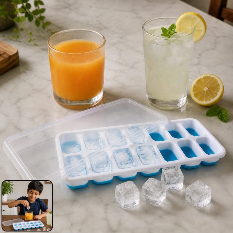 01_icetray_3026cb83-805f-4eb0-90f0-e0fccaa684ff.jpg Multipurpose Plastic Ice Cube Tray � 14-Grid with Lid for Easy Freezing