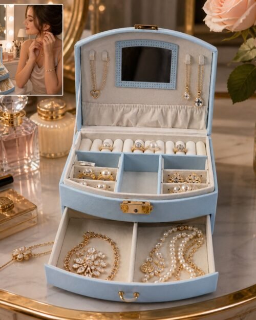 Jewelry Storage Box � Multi-Layer Organizer with Mirror for Elegant Storage