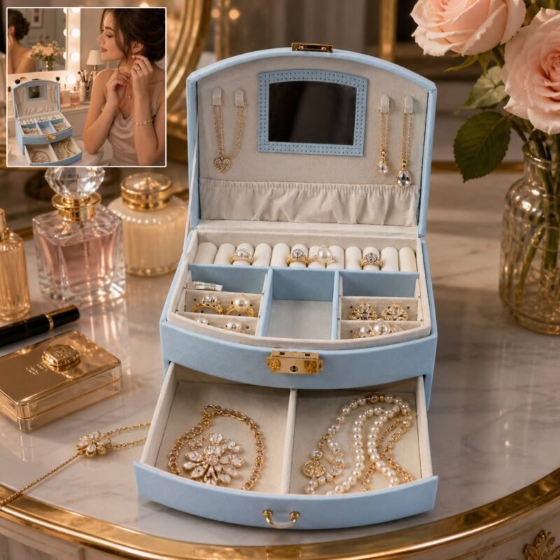 01_jewellarybox.jpg Jewelry Storage Box � Multi-Layer Organizer with Mirror for Elegant Storage