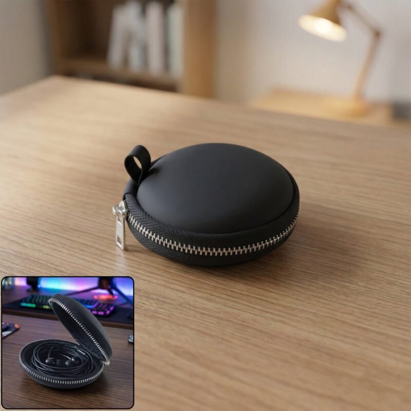 02EarbudCarryingCase-WOSKU-01.jpg Earphone Carrying Case – Compact Hard Shell with Zipper Closure