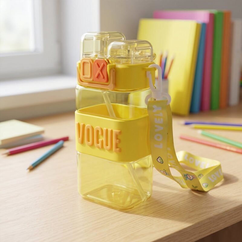 Kids Water Bottle � Leakproof Straw & Portable Carry Strap