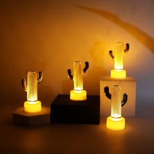 Cactus Shaped Flameless LED Candles – Safe Decorative Flickering Glow