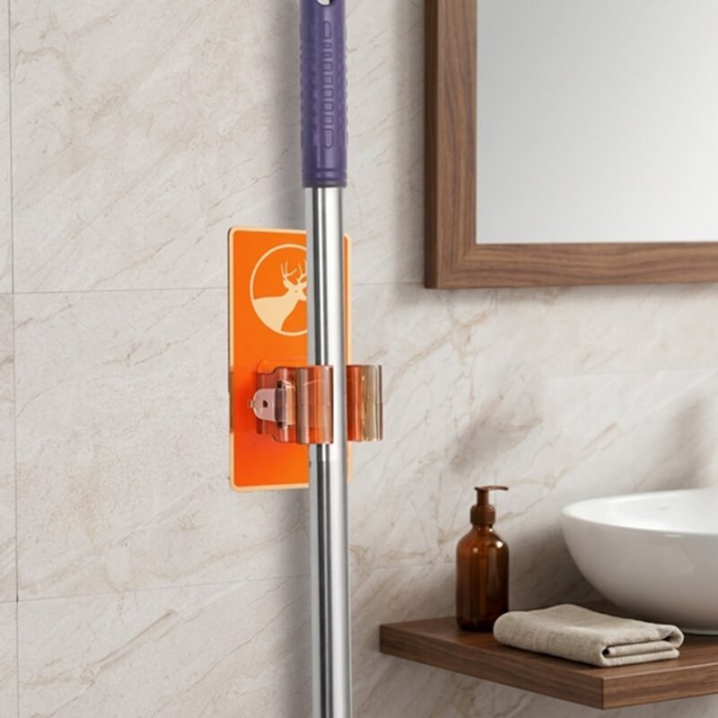 Wall Mounted Mop Holder – Space-Saving Cleaning Tool Organizer