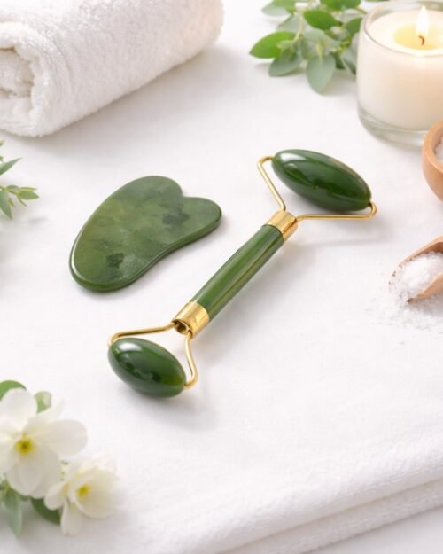 Jade Face Roller & Gua Sha Set – Skin Care & Relaxation Tool