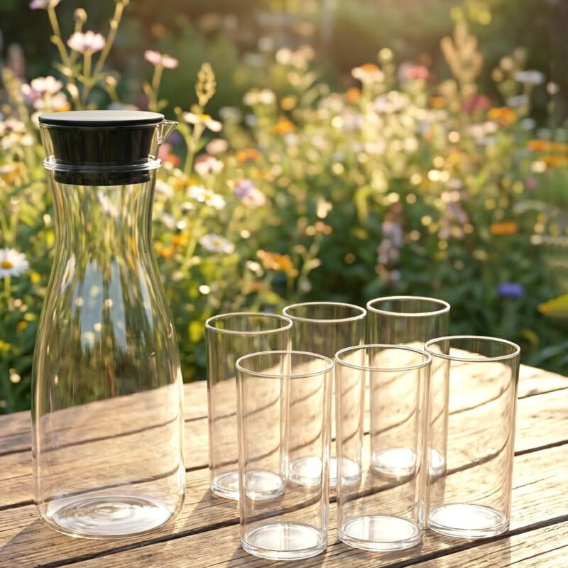 Plastic Water Jug and Glass Set – Durable, Lightweight Drinkware
