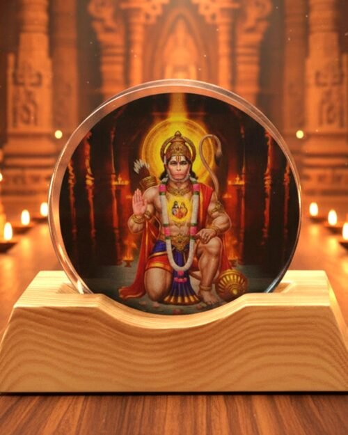 3D Hanuman Ji Acrylic LED Night Lamp – Warm Spiritual Glow