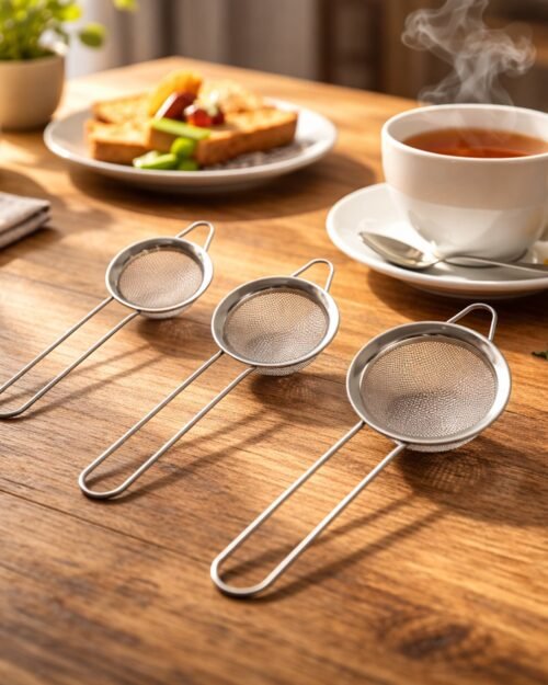 Tea Strainer – Stainless Steel 3-Piece Set with Fine Mesh