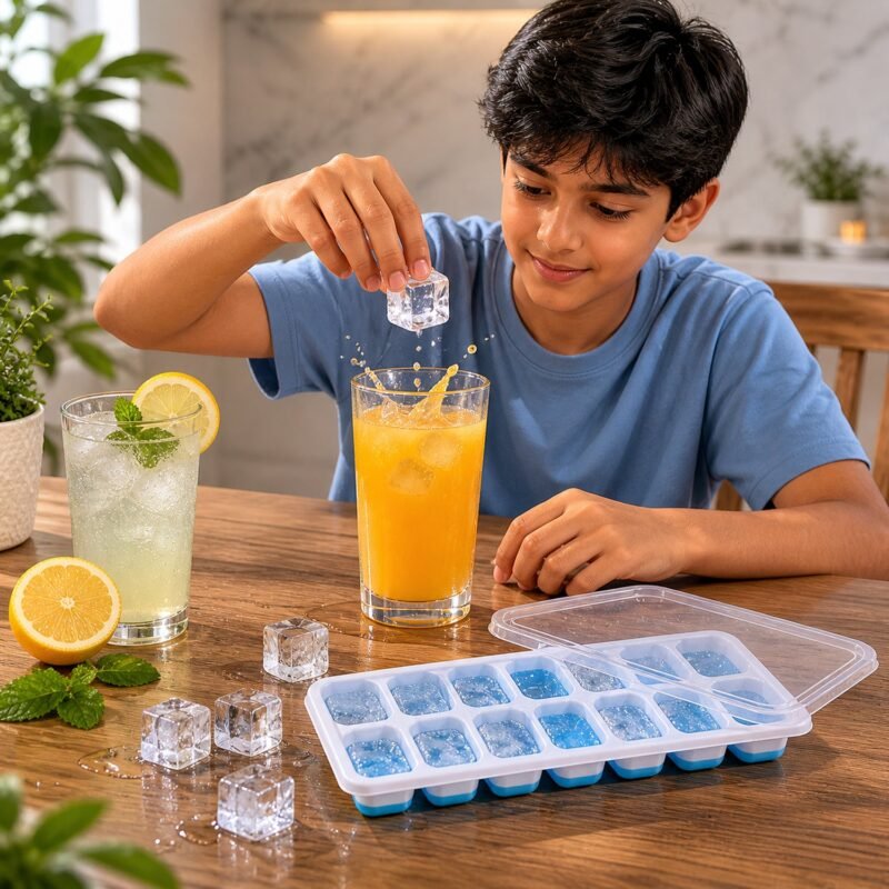 02_icetray_0169f572-178c-45f3-89f2-0ee2368d96a1.jpg Multipurpose Plastic Ice Cube Tray � 14-Grid with Lid for Easy Freezing