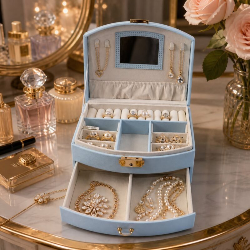 02_jewellarybox.jpg Jewelry Storage Box � Multi-Layer Organizer with Mirror for Elegant Storage