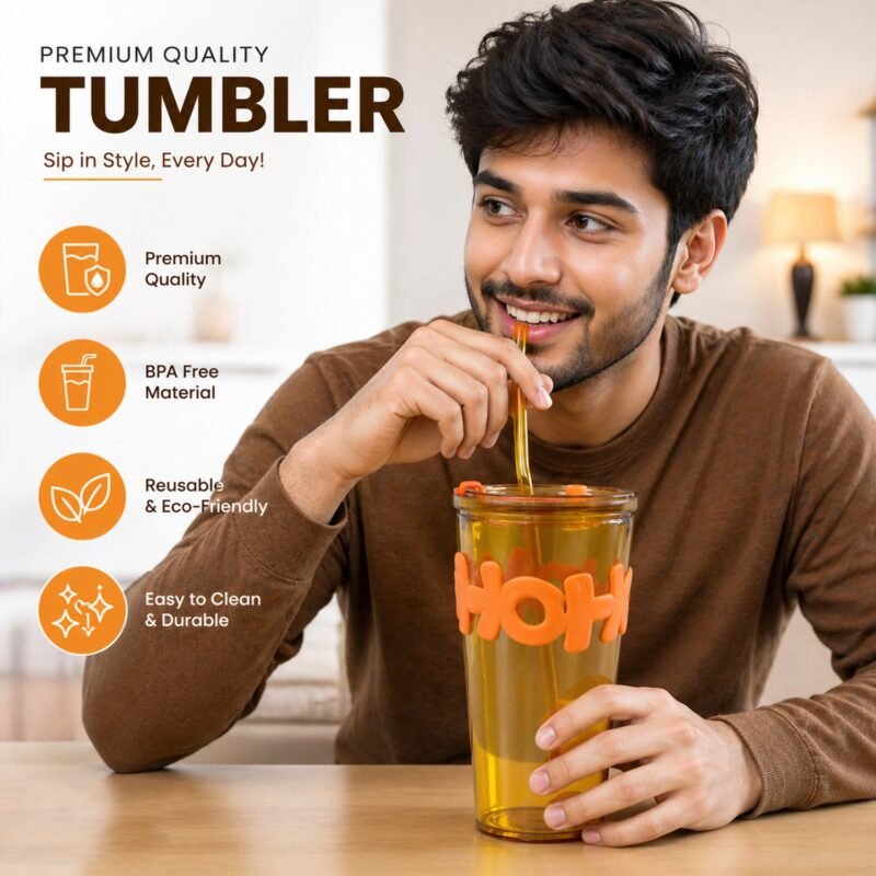 Glass Tumbler with Lid and Straw � Leak-Resistant & Stylish