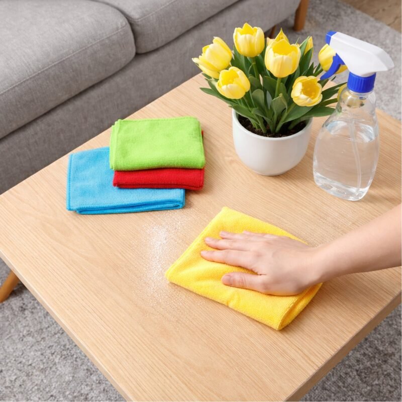 Microfiber Cleaning Cloth - 4 Pieces for Home & Car Use