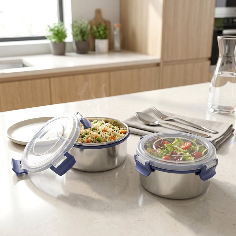 03_48b5e5e3-dcc3-4453-8486-4792582c4216.jpg Stainless Steel Lunch Box Set � Leakproof & Insulated for Daily Use