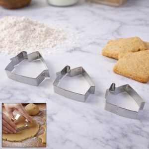 03_492102bc-0617-4012-b07a-51035ab7869c.jpg Stainless Steel House Shape Cookie Cutter Set � 3 Durable Baking Molds
