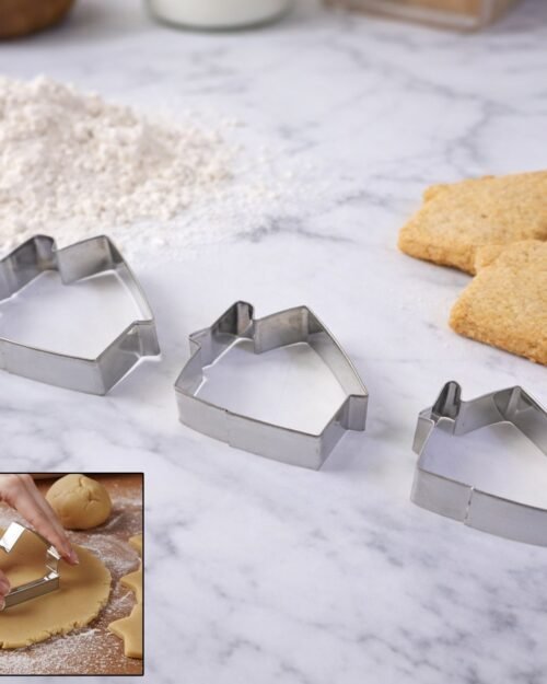 Stainless Steel House Shape Cookie Cutter Set � 3 Durable Baking Molds