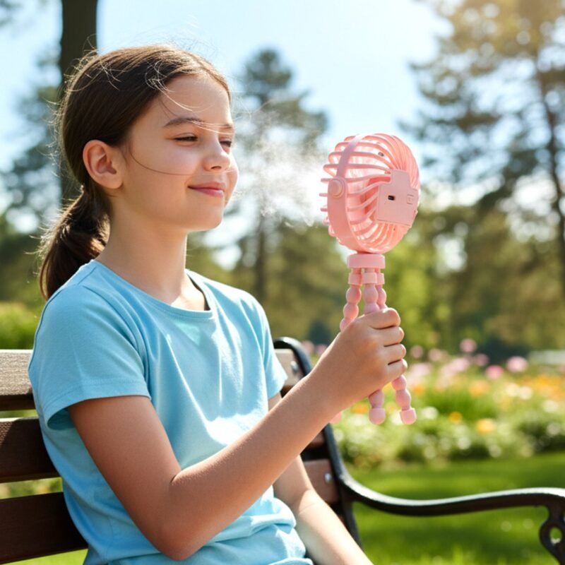 Rechargeable Portable LED Fan – Flexible Tripod & Quiet Cooling