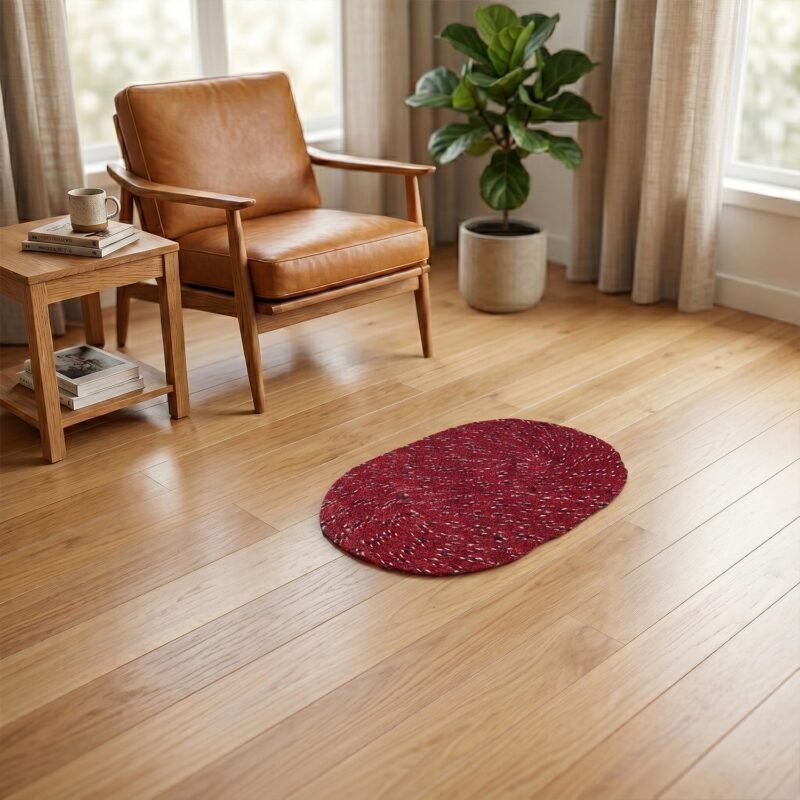 03_7311ebbe-32d0-4d4e-a74f-57df60a05047.jpg Red Oval Non-Slip Floor Mat � Durable & Soft for Indoor Use