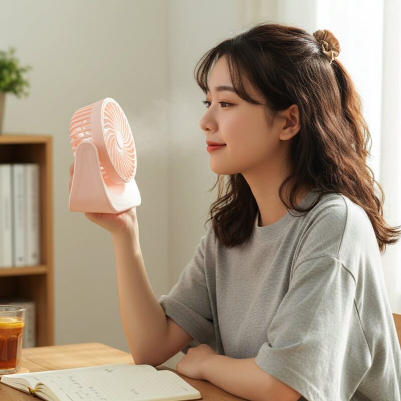Silent Mini Desk Fan – Rechargeable, Adjustable Tilt & USB