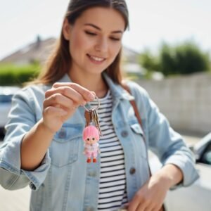 Mini Doll Keychain – Adorable Soft Knitted Cap & Vibrant Design