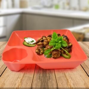 Plastic Plates with Dipping Saucer � Perfect for Snacks & Party Serveware