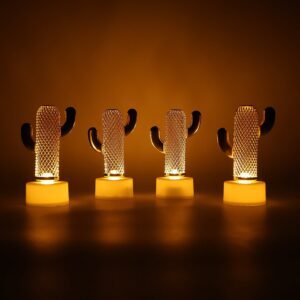 Cactus Shaped Flameless LED Candles – Safe Decorative Flickering Glow