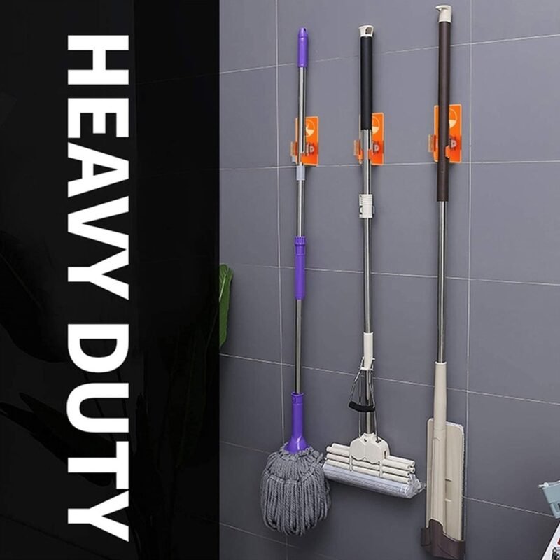Wall Mounted Mop Holder – Space-Saving Cleaning Tool Organizer