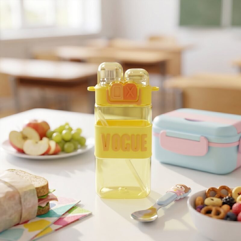 Kids Water Bottle � Leakproof Straw & Portable Carry Strap